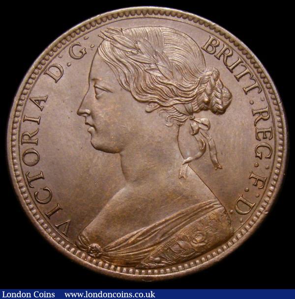 Penny 1865 Freeman 50 dies 6+G Toned UNC with a trace of lustre, in an LCGS holder and graded LCGS 78 : English Coins : Auction 168 : Lot 1450