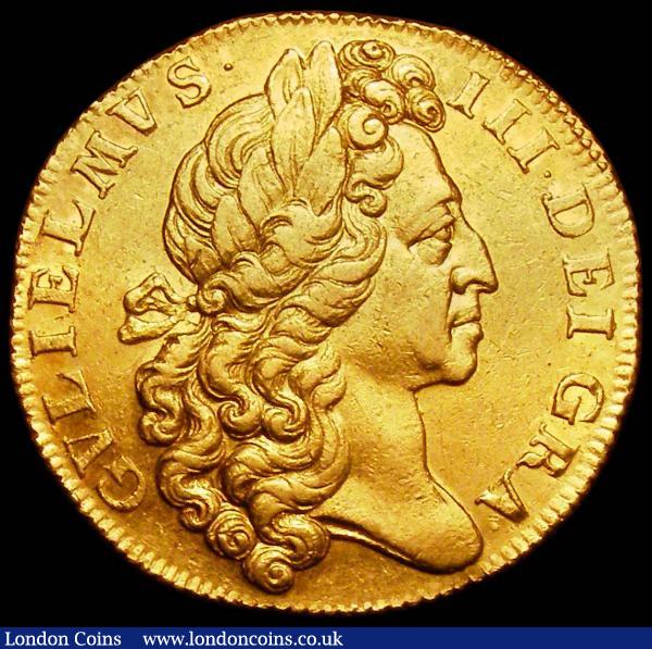 Two Guineas 1701 Fine Work S.3457 Near EF and retaining traces of original lustre, attractive and desirable in this pleasing grade, comes in a London Mint Office box with certificate stating Condition: PCGS About Uncirculated 55, lists at £25,000 in EF in the Spink Standard Catalogue. In 2014 the Standard Catalogue valued this coin in EF at £12,500, so has doubled it's catalogue value in just five years. We note that we have only offered two previous examples since 2003, and in the same period we have offered sixteen 1701 Fine Work Five Guineas, thus indicating this to be by far the scarcer coin, a rare opportunity to obtain a high grade rarity such as this : English Coins : Auction 168 : Lot 1647