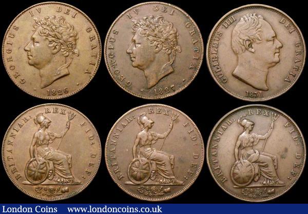 Halfpennies (7) 1826, 1827, 1831, 1853, 1854, 1855, 1858 NVF to GVF : English Bulk Lots : Auction 168 : Lot 1731