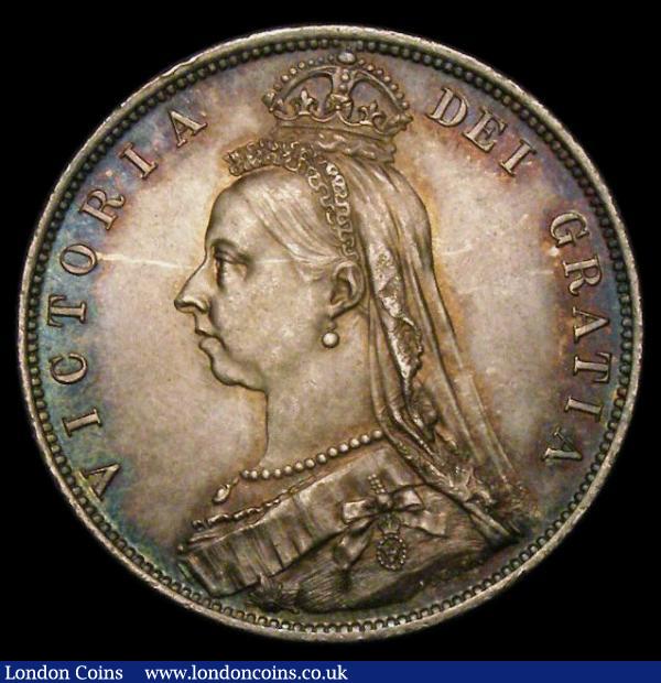 Halfcrown 1887 Jubilee Head dies 2A lace closed at front of veil, Davies 641 Unc or near so with a pleasing tone and graded 75 by LCGS : English Coins : Auction 168 : Lot 2170