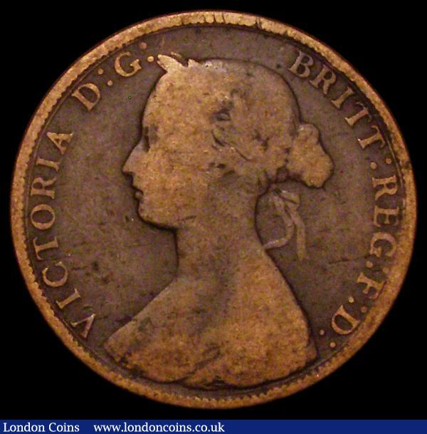 Halfpenny 1861 F over P in HALF thus appearing to read HALP, unlisted by Peck or Freeman, VG, normally only encountered in  very low grade, we note that the finest example we have offered of this very rare type was only Fine : English Coins : Auction 168 : Lot 2206