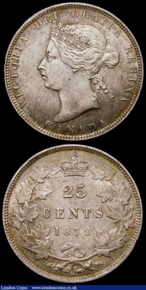 Canada (2) 25 Cents 1872H KM#5 About EF and lustrous with some golden tone and light hairlines, Magdalen Island Penny Token 1815 KM#Tn1 VG Rare : World Coins : Auction 168 : Lot 762