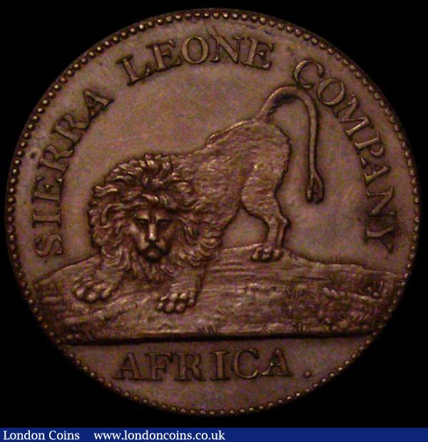 Sierra Leone One Cent 1791 30mm diameter in bronze KM#1 UNC and attractively toned with some minor dirt within the lion's tail : World Coins : Auction 168 : Lot 843