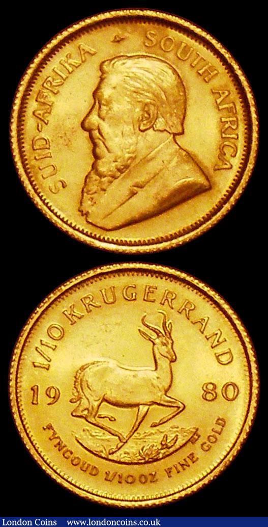 South Africa 1/10 Krugerrands (2) 1980 and 1982 both Unc : World Coins : Auction 168 : Lot 846