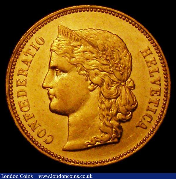 Switzerland 20 Francs 1896B KM31.3 EF or better reverse prooflike : World Coins : Auction 168 : Lot 865