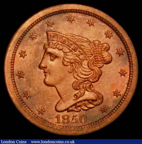 USA Half Cent 1850 Breen 1618 UNC and lustrous with toning in places : World Coins : Auction 168 : Lot 877