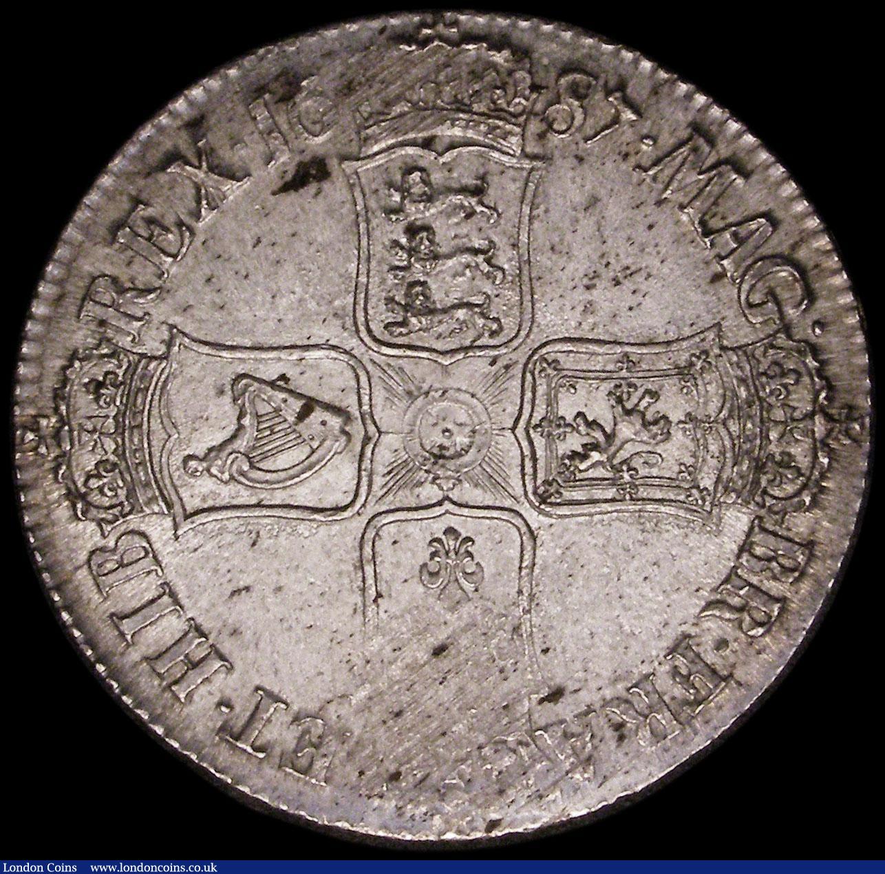 London Coins : A168 : Lot 1129 : Crown 1687 TERTIO ESC 78, Bull 743 EF and retaining some original mint lustre, also with some haymar...