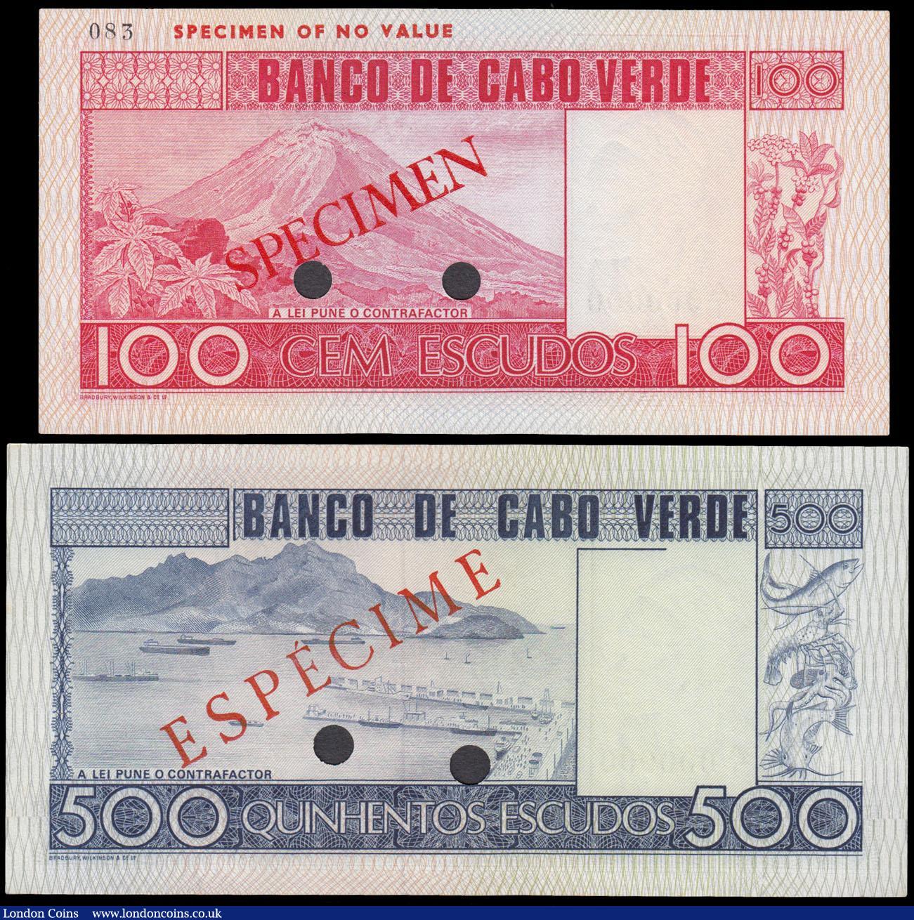 London Coins : A168 : Lot 122 : Cape Verde Banco de Cabo Verde SPECIMEN notes of the 20th January 1977 "Cabral" issues pun...