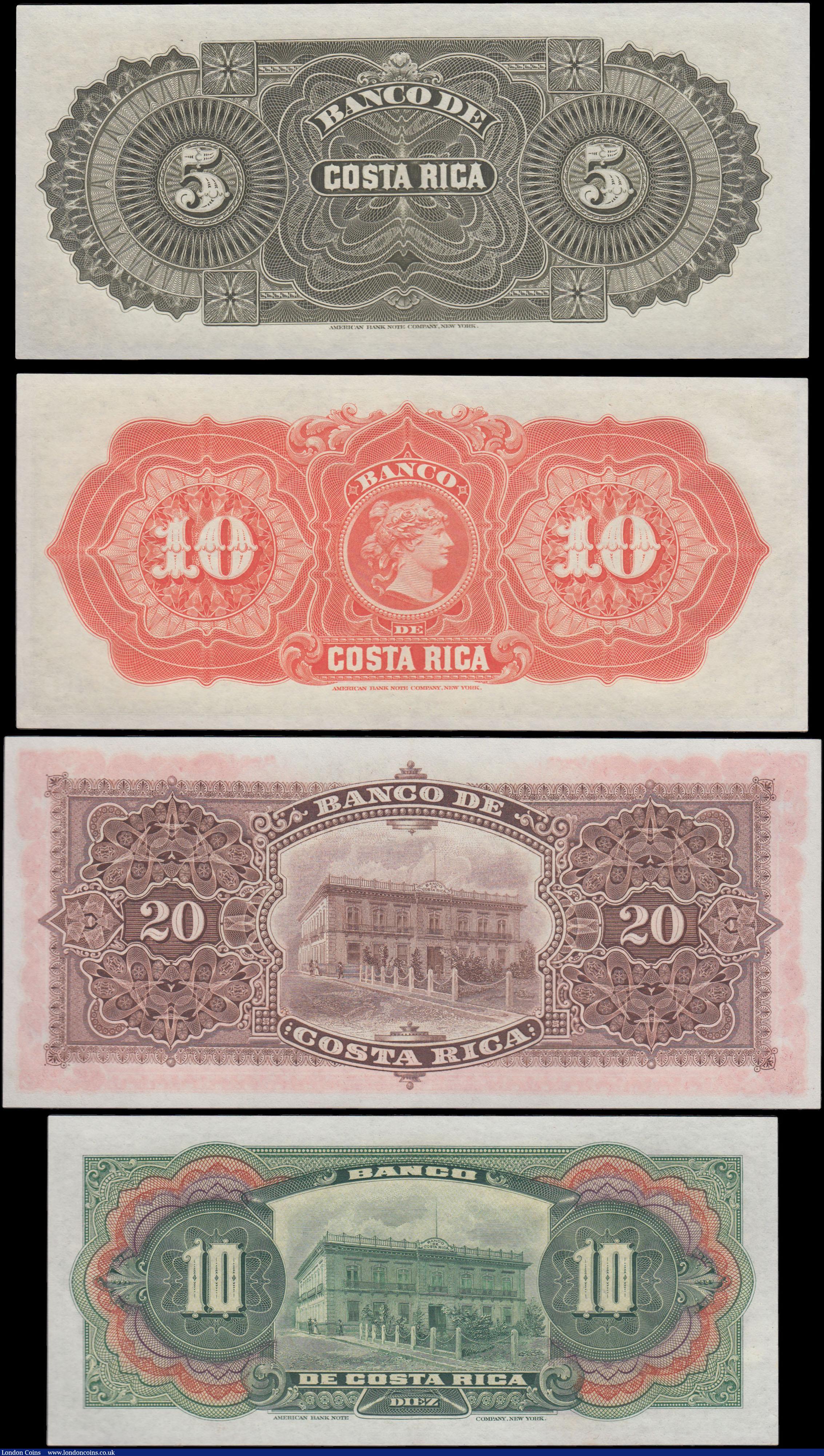 London Coins : A168 : Lot 131 : Costa Rica Banco de Costa Rica Unsigned Remainders (4) circa early 1900's and all in About UNC ...