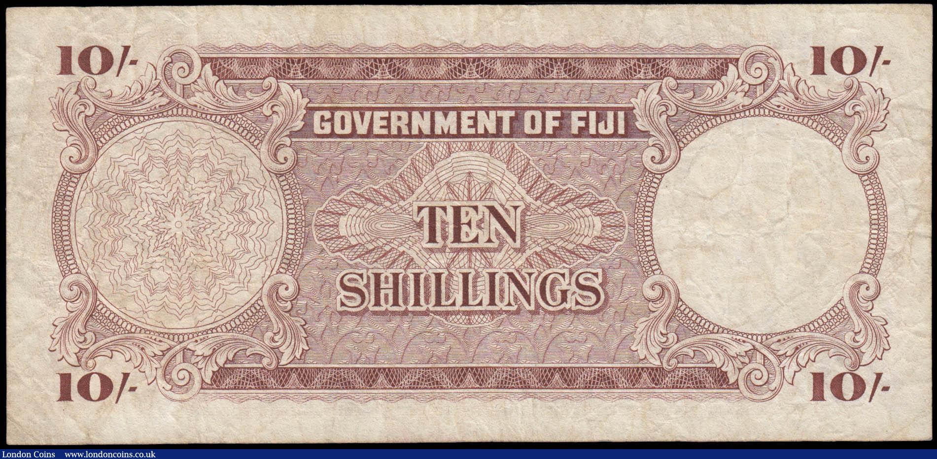London Coins : A168 : Lot 155 : Fiji Government 10 Shillings Pick 52d dated 1st September 1964 signatures Ritchie, Griffiths & C...