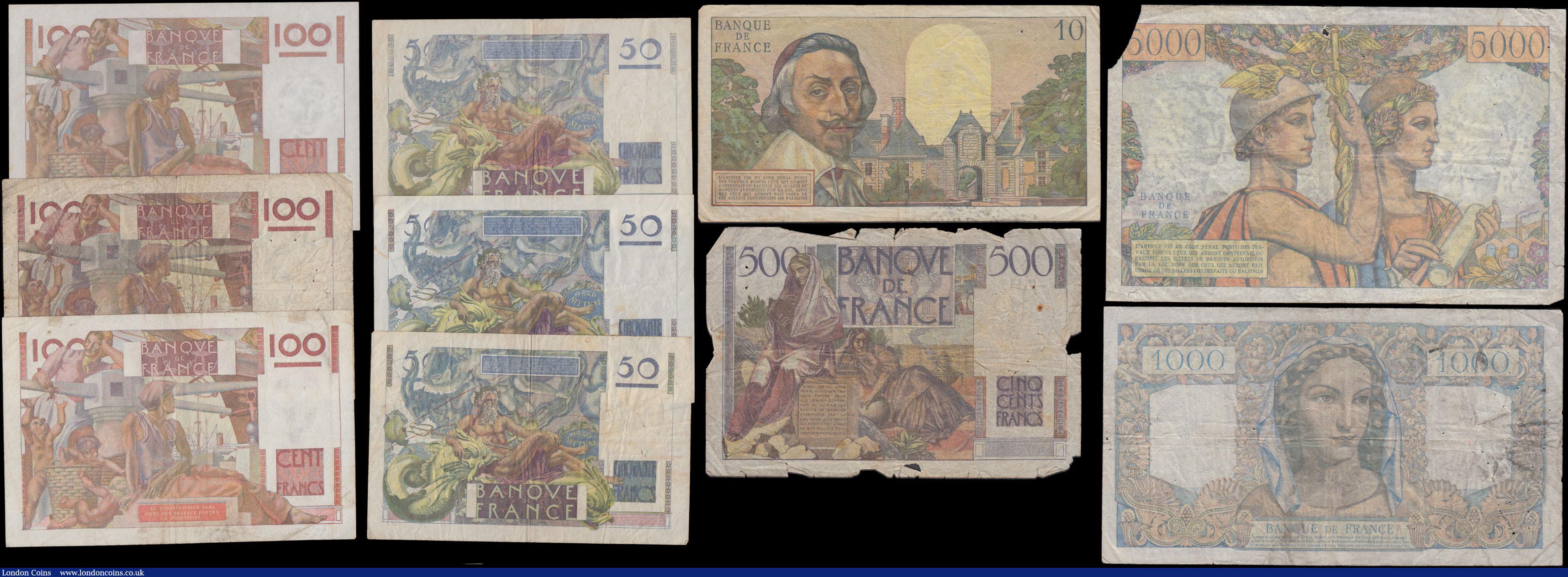 London Coins : A168 : Lot 161 : France 1940-60's (10) in a mixture of grades average VF including 1 in VG, 1 in Fine and an abo...