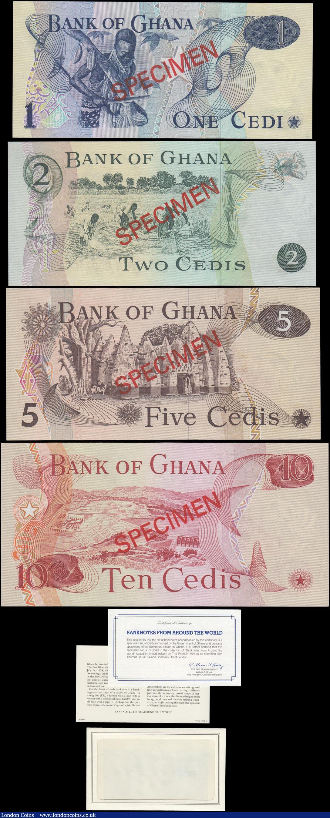 London Coins : A168 : Lot 186 : Ghana SPECIMEN Franklin Mint Collector's Set Pick CS1 of 1, 2, 5 and 10 Cedi all with the same seria...