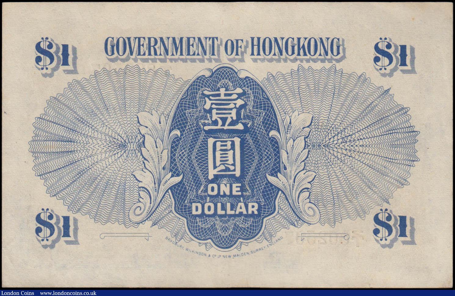 London Coins : A168 : Lot 199 : Hong Kong Government 1 Dollar Pick 316 (Illustrated Catalogue of Hong Kong Currency G12) ND 1940-41 ...