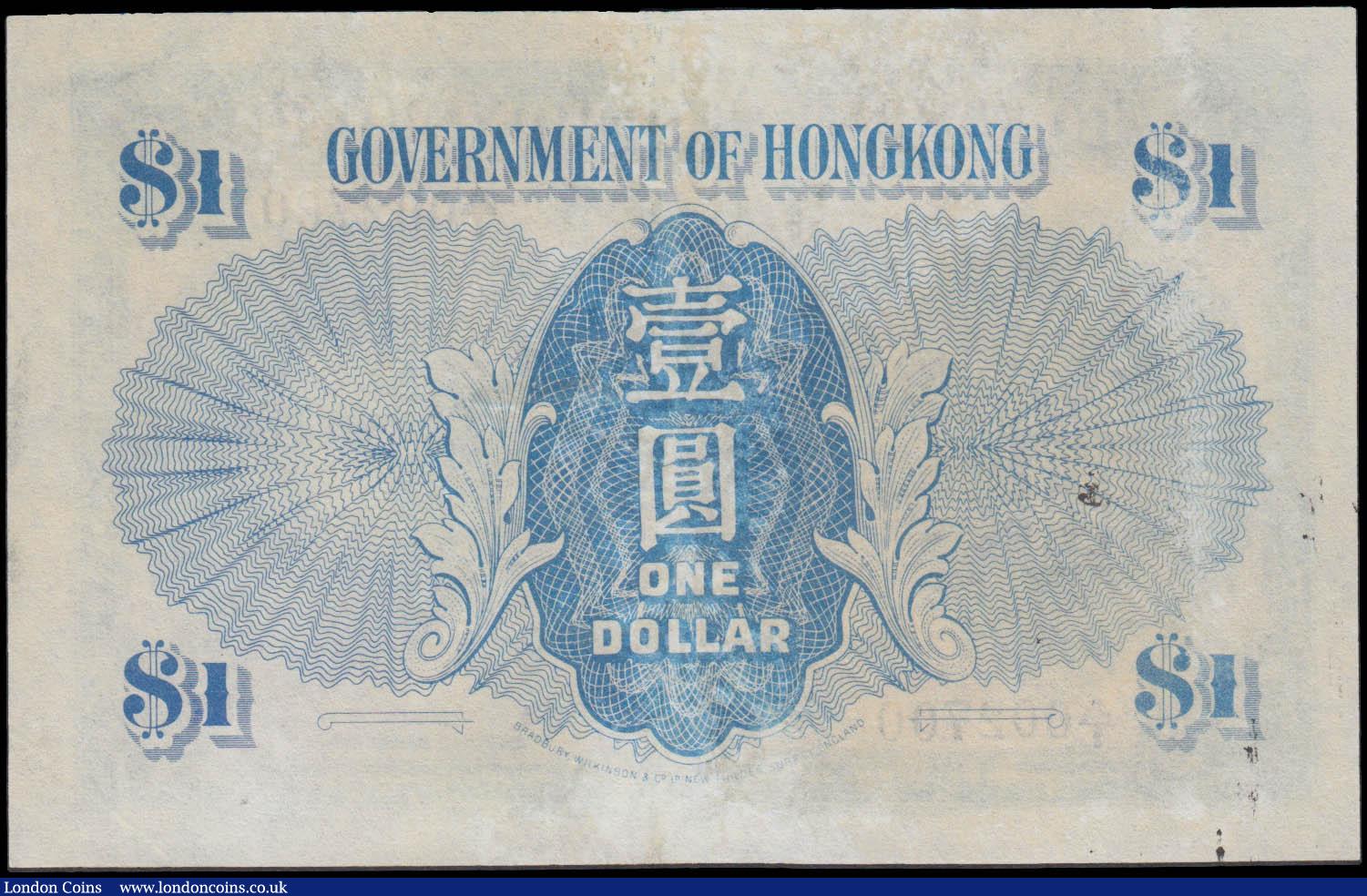 London Coins : A168 : Lot 200 : Hong Kong Government 1 Dollar Pick 316 ND 1940-41 (2) including a FIRST series and a fairly low seri...