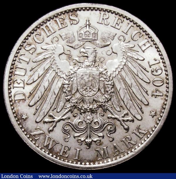 German States - Hesse-Darmstadt 2 Marks 1904 400th Birthday of Philipp the Magnanimous KM#372 UNC and choice with practically full mint lustre and a few touches of light toning in places : World Coins : Auction 168 : Lot 2005