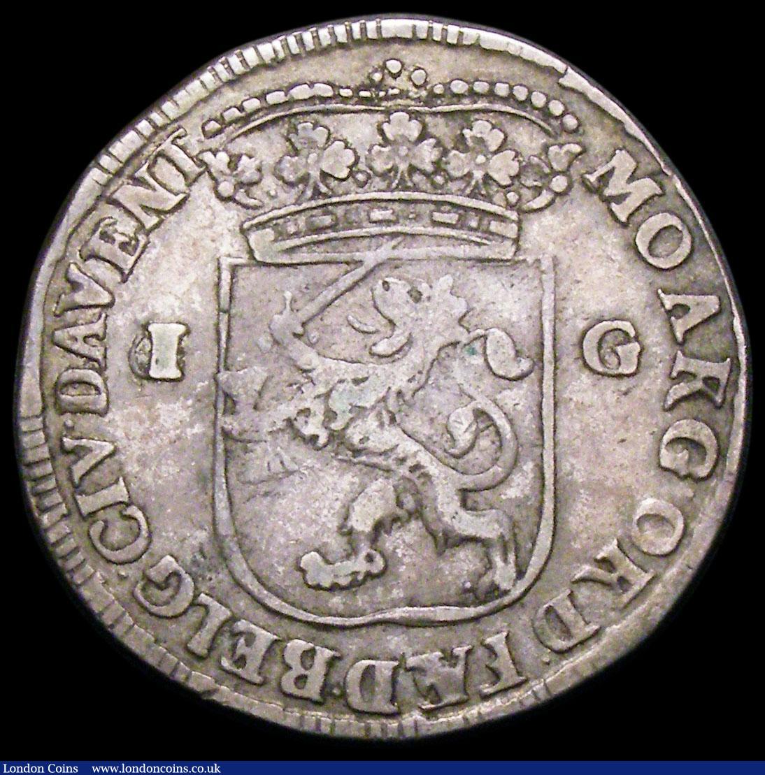 London Coins : A168 : Lot 2055 : Netherlands - Overijssel - Deventer 20 Stuivers (Gulden) 1698 type as KM#91 mintmark Sitting dog aft...