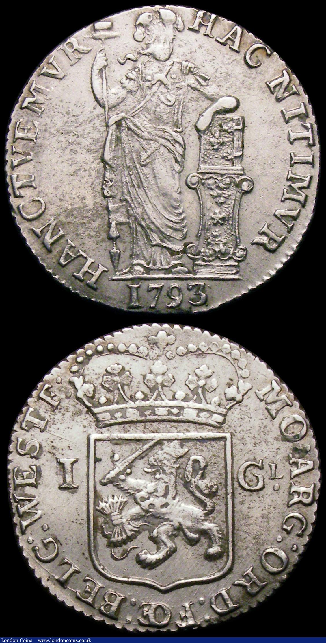 London Coins : A168 : Lot 2061 : Netherlands - West Friesland Gulden (2) 1793 KM#97.5 VF, 1794 KM#97.5 GVF and lustrous