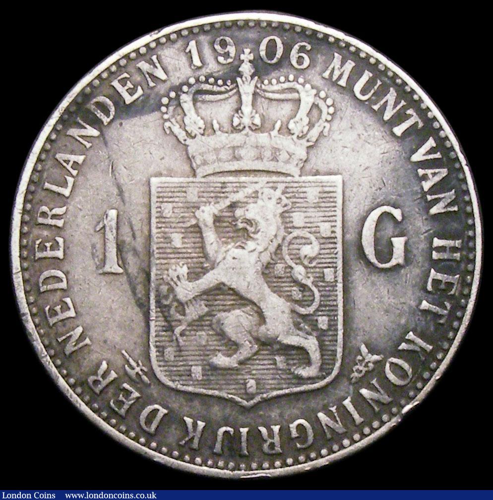 London Coins : A168 : Lot 2071 : Netherlands Gulden 1906 KM#122.2 Fine, the key date in the series