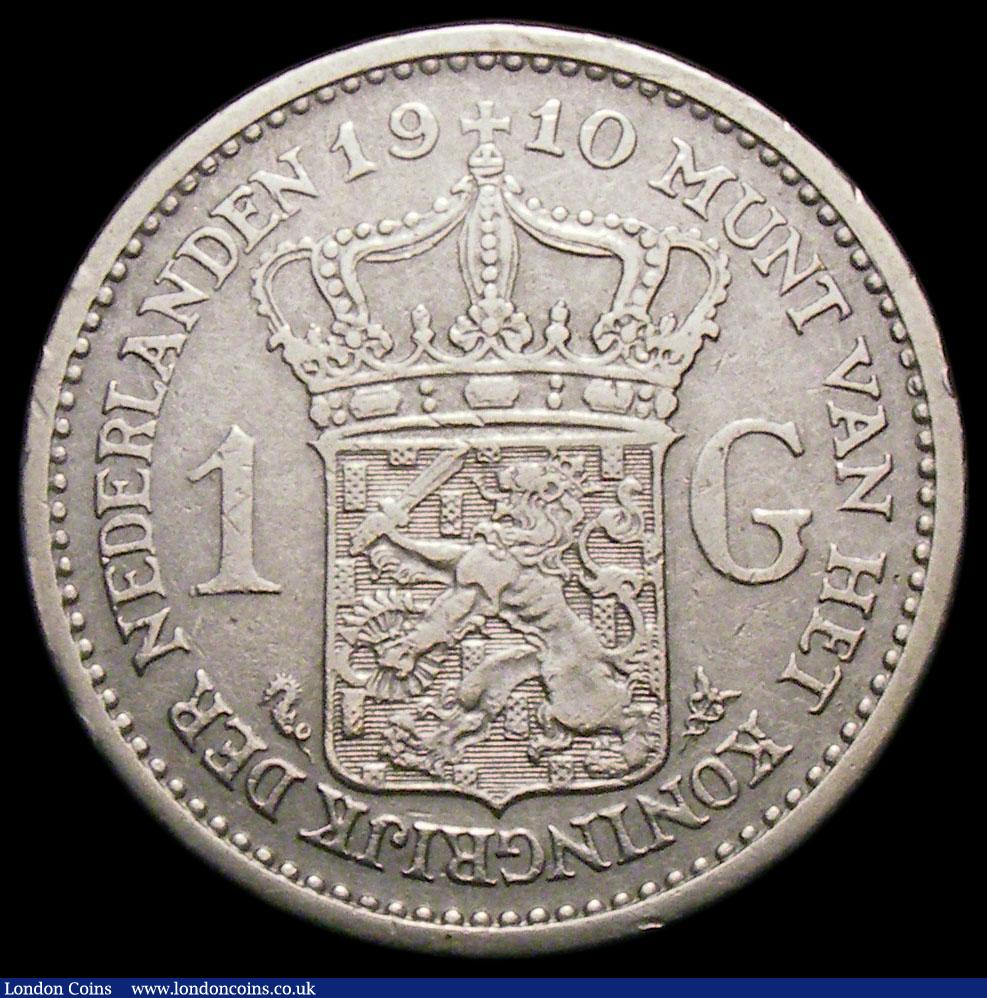 London Coins : A168 : Lot 2072 : Netherlands Gulden 1910 KM#148 Fine/Good Fine the key date in this series