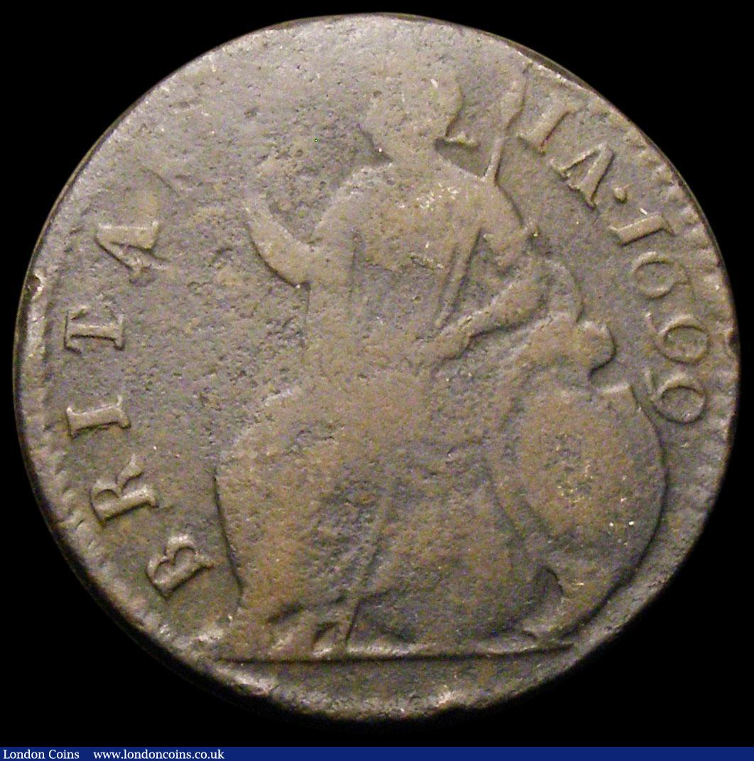 London Coins : A168 : Lot 2194 : Halfpenny 1699 Date in Legend with GVLIELMV . error, unlisted by Peck, similar to the example in the...