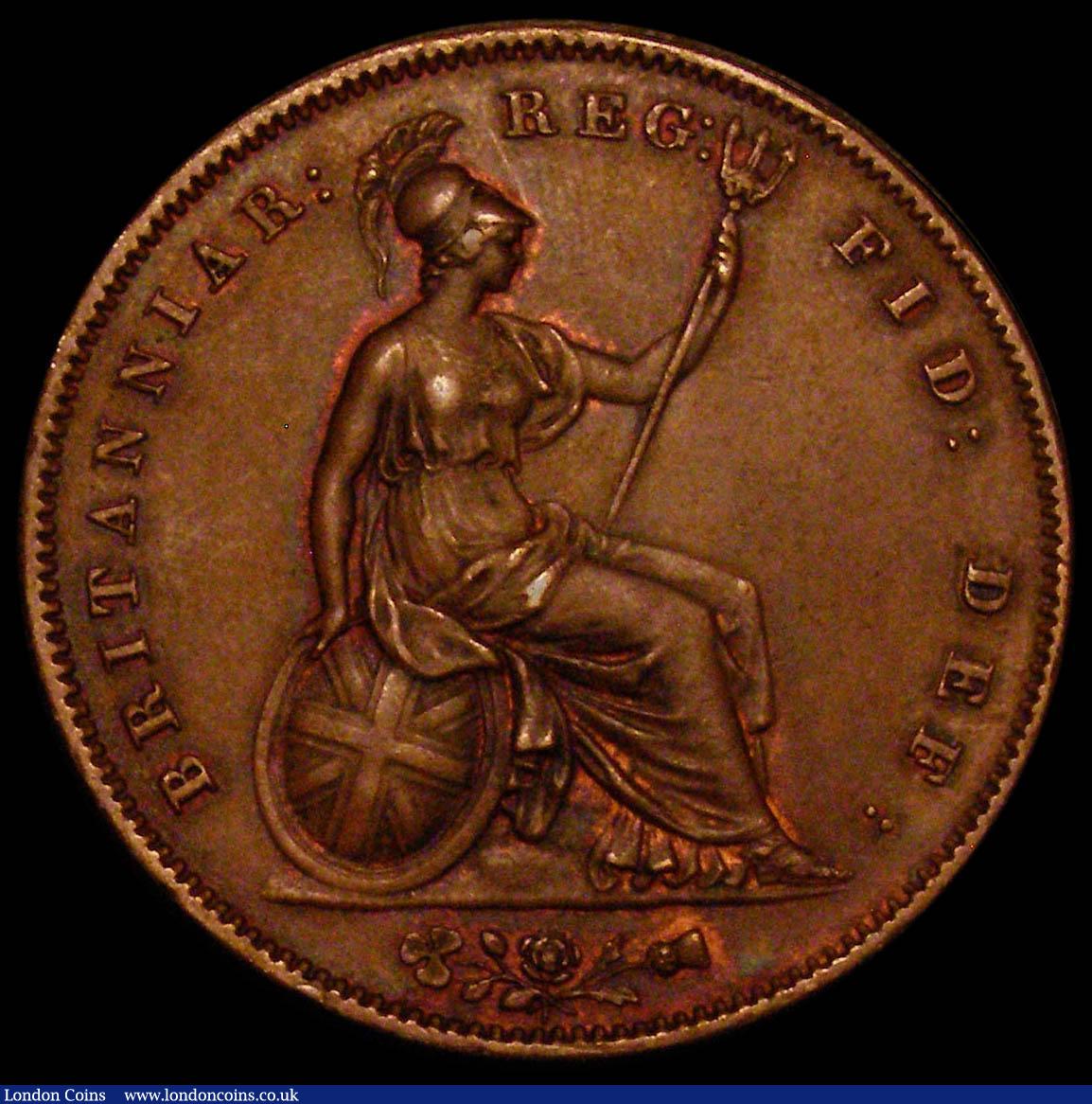 London Coins : A168 : Lot 2253 : Penny 1858 8 over 2, this variety previously thought to be 8 over 3 with die cracks showing thinly t...