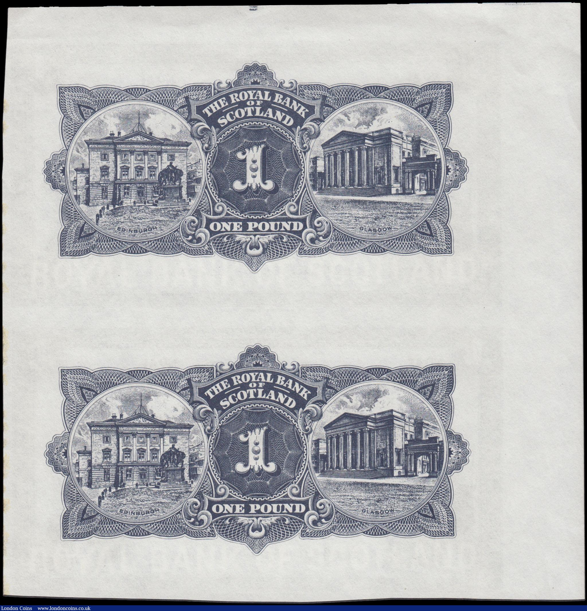 London Coins : A168 : Lot 273 : Scotland Royal Bank of Scotland  1 Pound Proof uncut sheet of 2 notes PMS RB 56h (Douglas 49-1) for ...