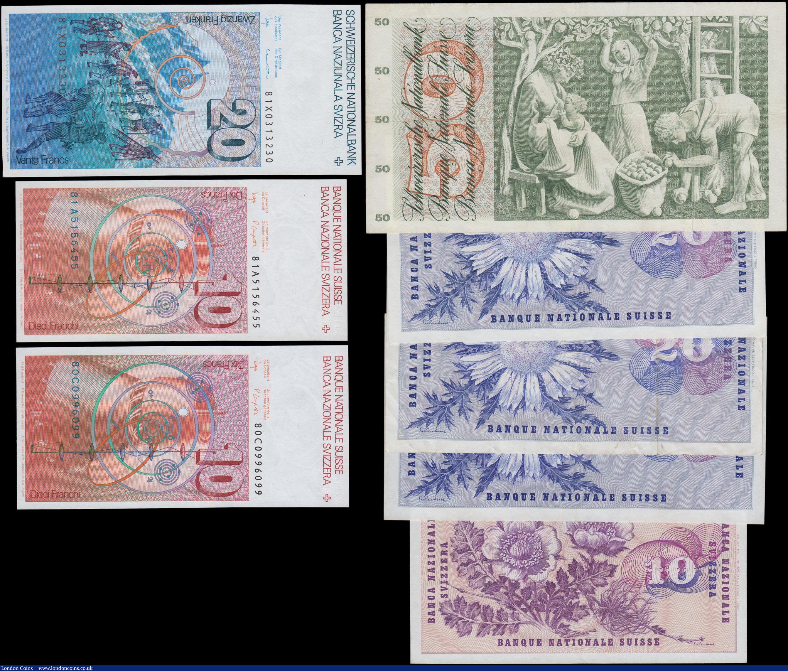 London Coins : A168 : Lot 287 : Switzerland 1960's-80's issues (8) mostly UNC or about includes 1 x EF and 2 x VF-GVF exam...