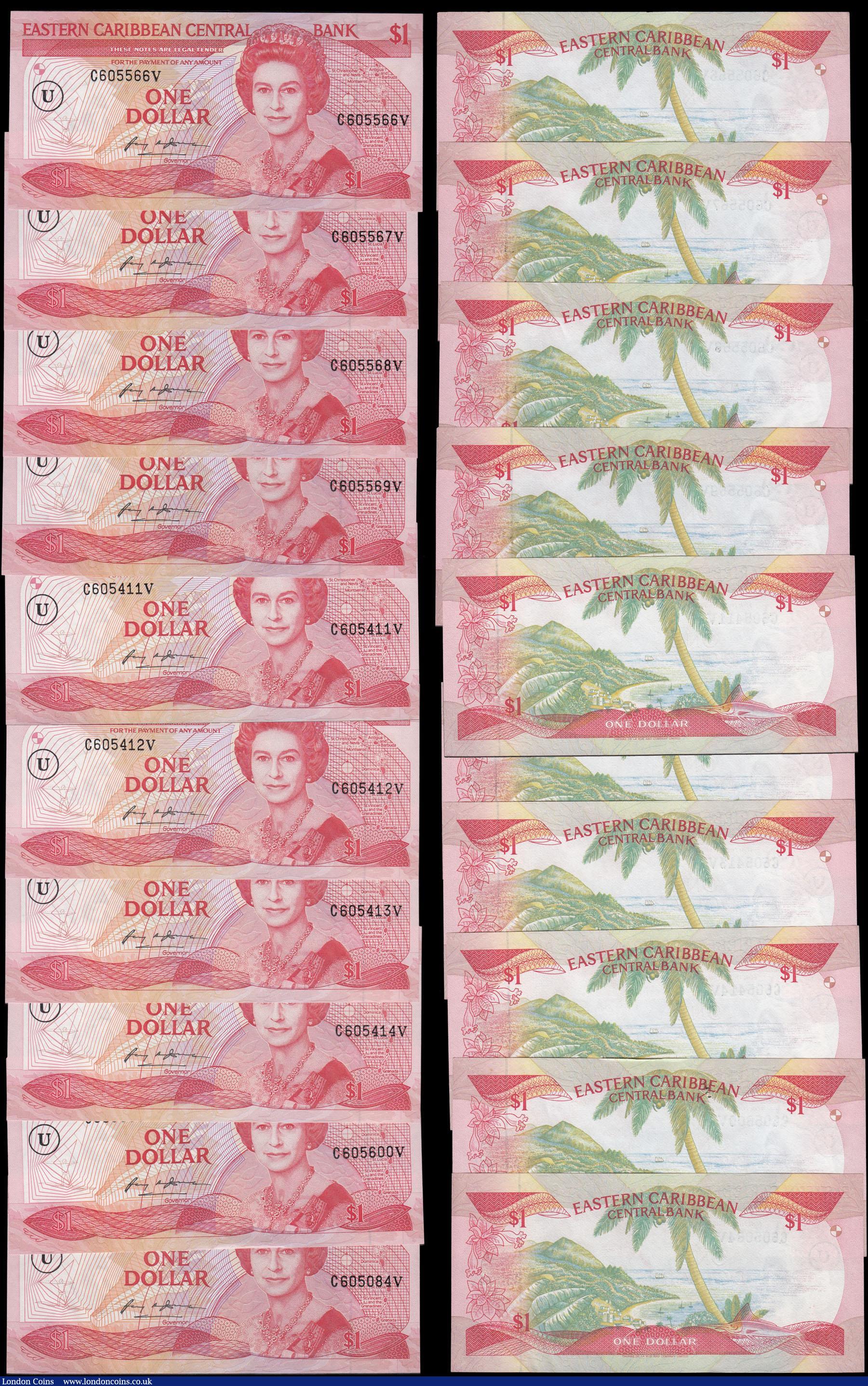 London Coins : A168 : Lot 303 : World (13) all in about UNC - UNC comprising East Caribbean States Central Bank 1 Dollars Pick 17u N...