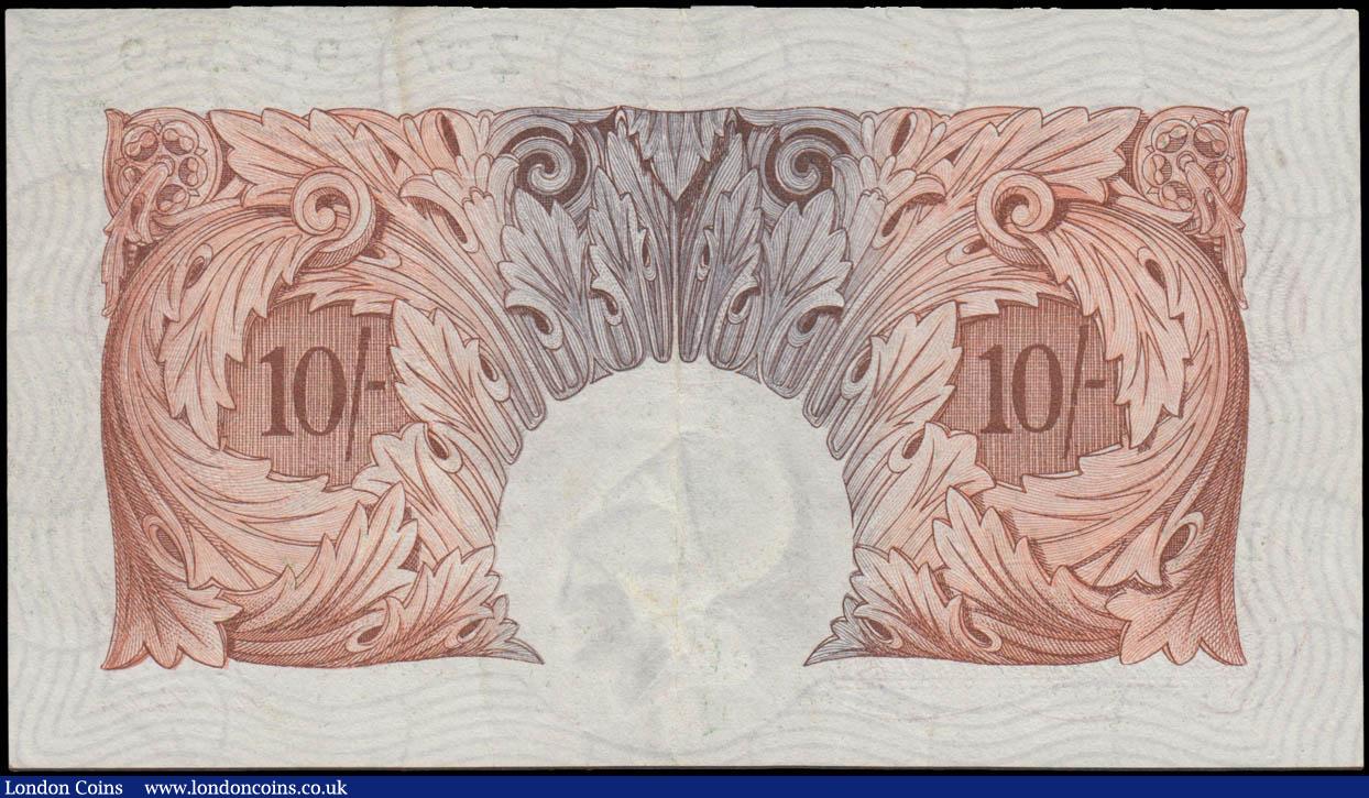 London Coins : A168 : Lot 32 : Ten Shillings Mahon B210 Red-Brown issue 1928 FIRST series number Z37 914 549, VF - GVF and Rare exa...