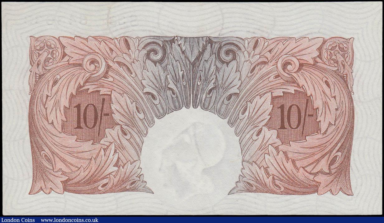 London Coins : A168 : Lot 35 : Ten Shillings Catterns B223 Red-Brown issue 1930 serial number S33 843633 about UNC - UNC and very d...