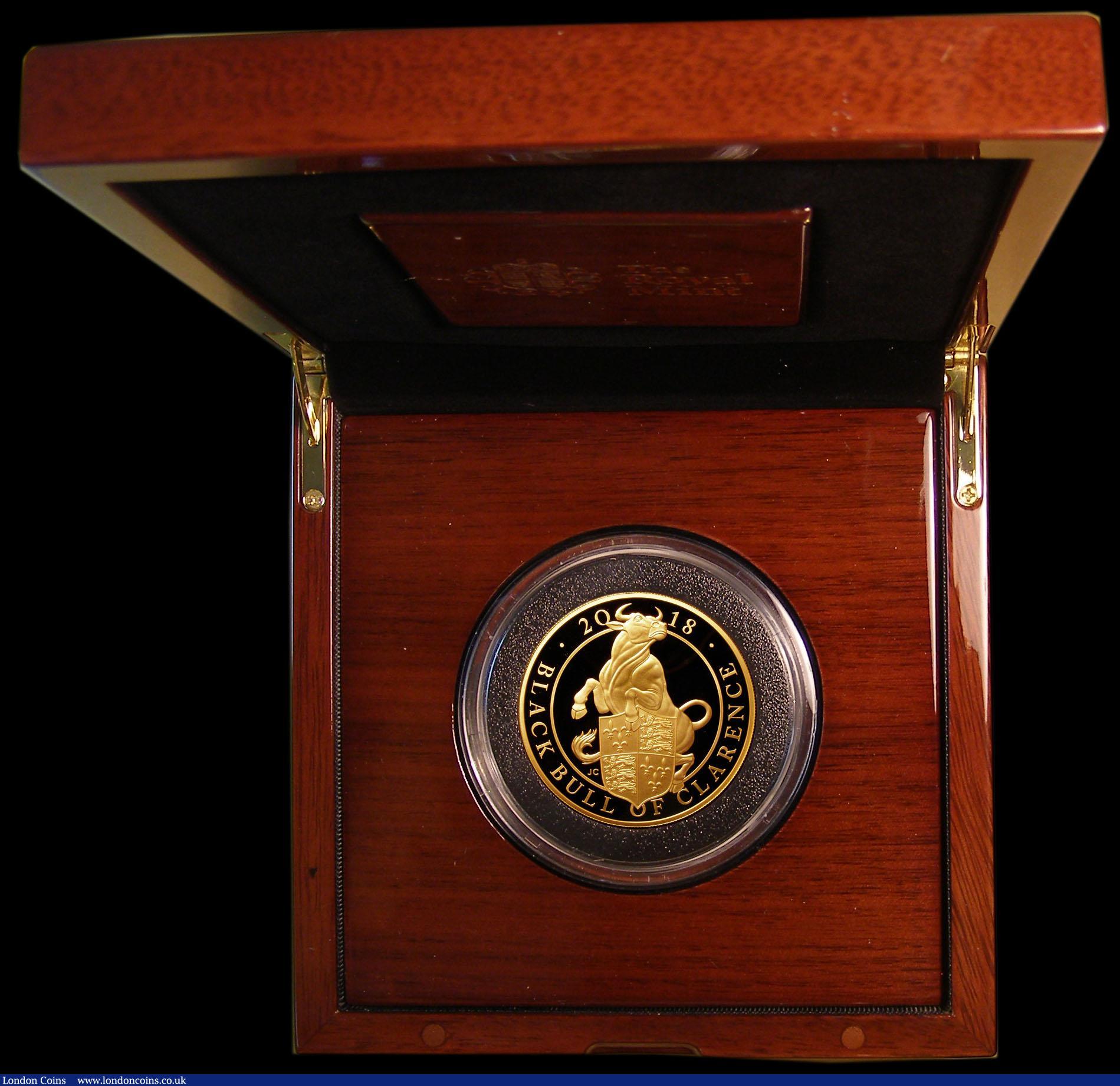 London Coins : A168 : Lot 395 : Five Hundred Pounds 2018 Queen's Beasts - The Black Bull of Clarence 5oz. Gold Proof S.QCH4, FD...