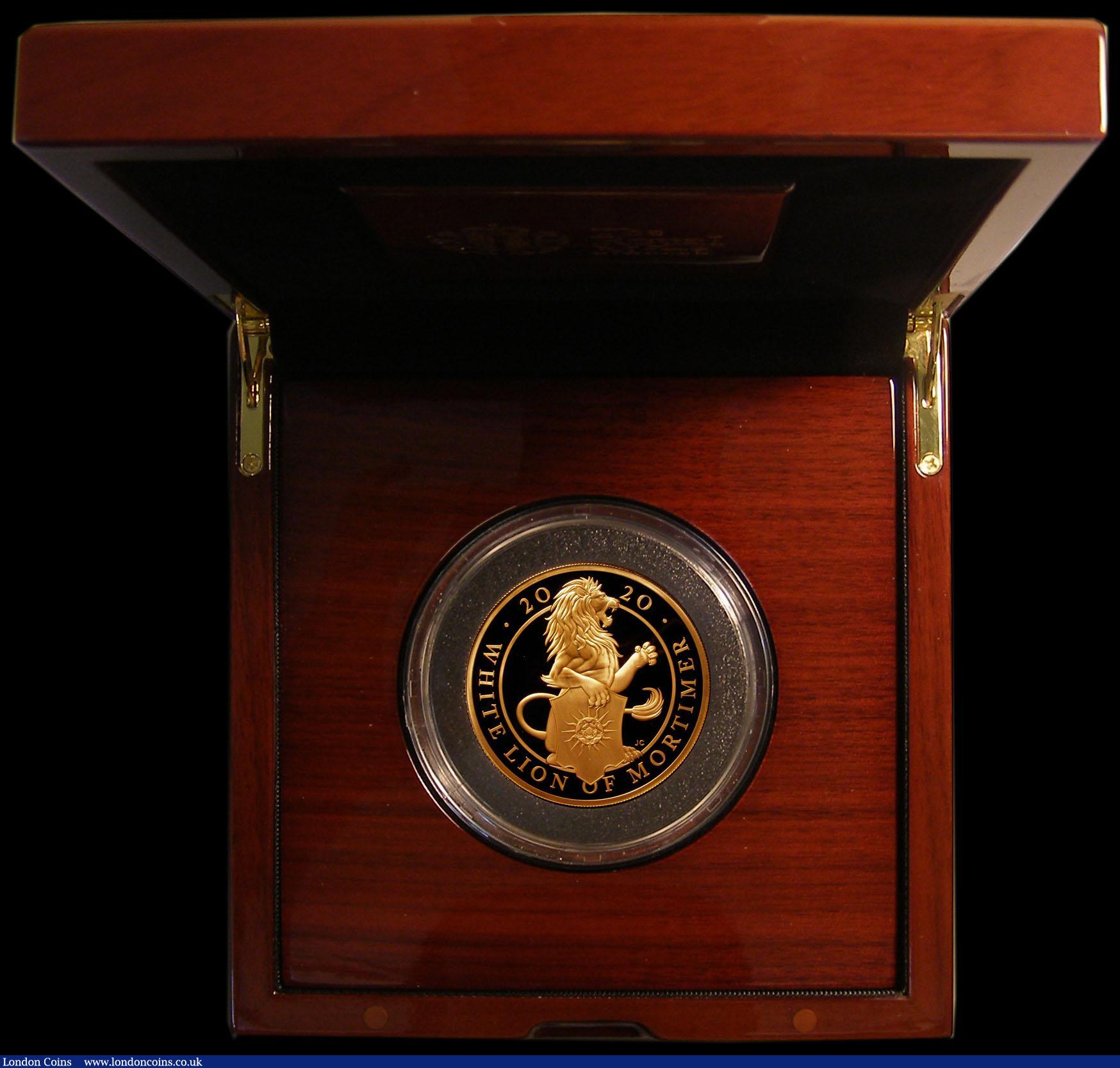 London Coins : A168 : Lot 400 : Five Hundred Pounds 2020 Queen's Beasts - The White Lion of Mortimer 5oz. Gold Proof FDC in the...