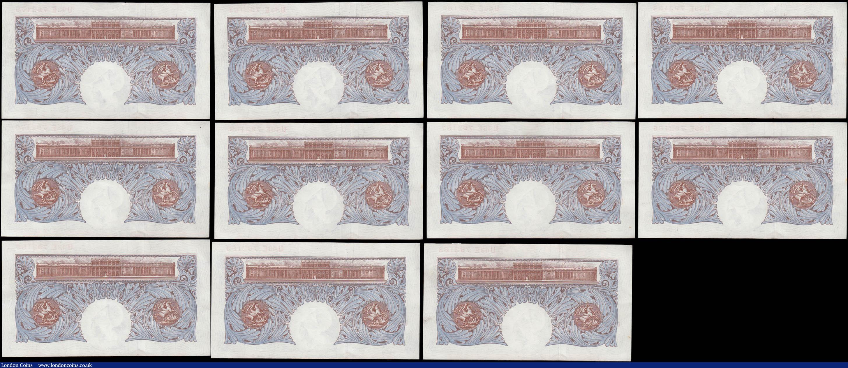 London Coins : A168 : Lot 42 : One Pounds Peppiatt Second Period WW2 Emergency issues B249 Blue/Pink Metal thread Britannia medalli...