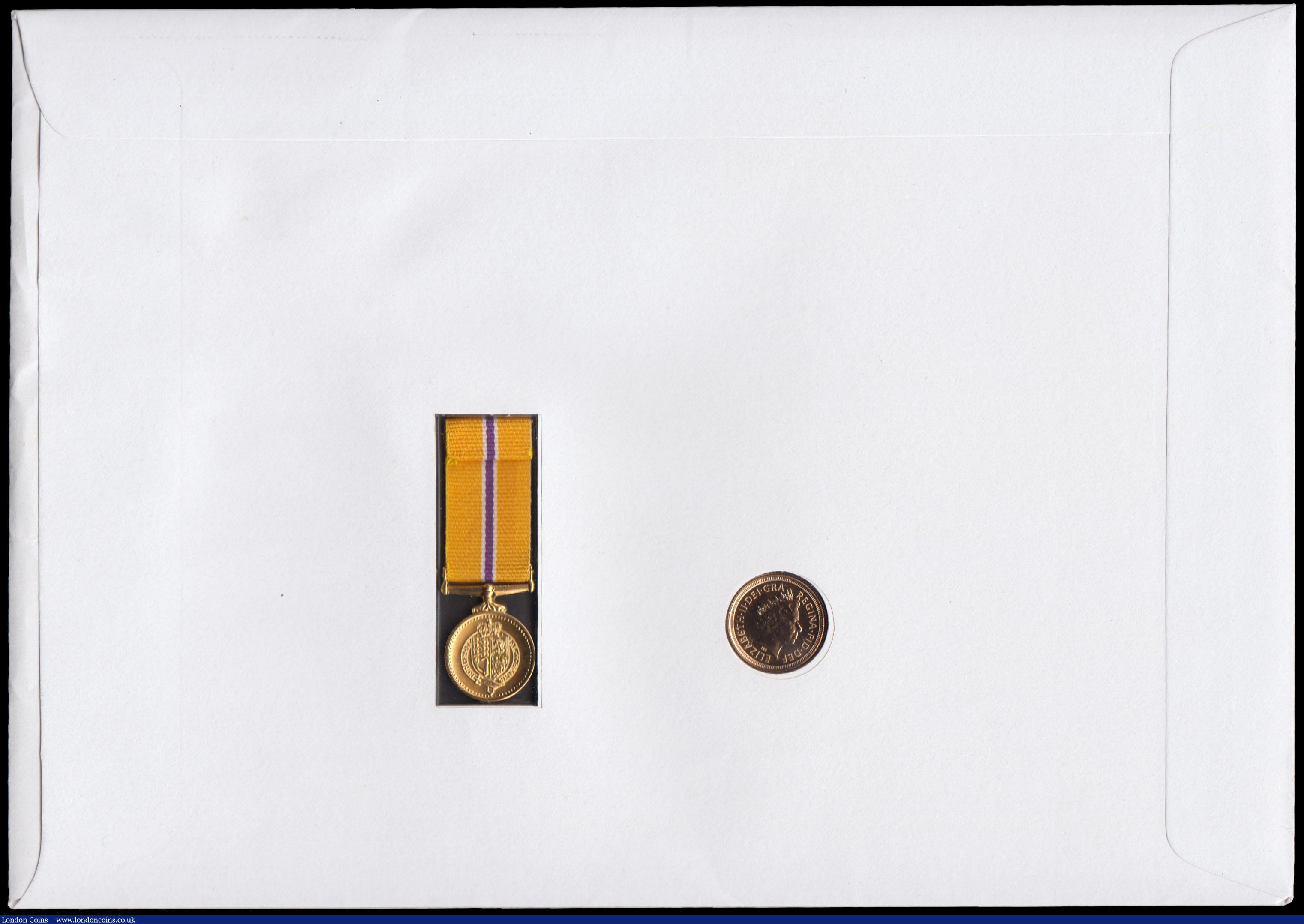 London Coins : A168 : Lot 450 : Half Sovereign 2002 BU in the Queen's Golden Jubilee Medal First Day Cover 