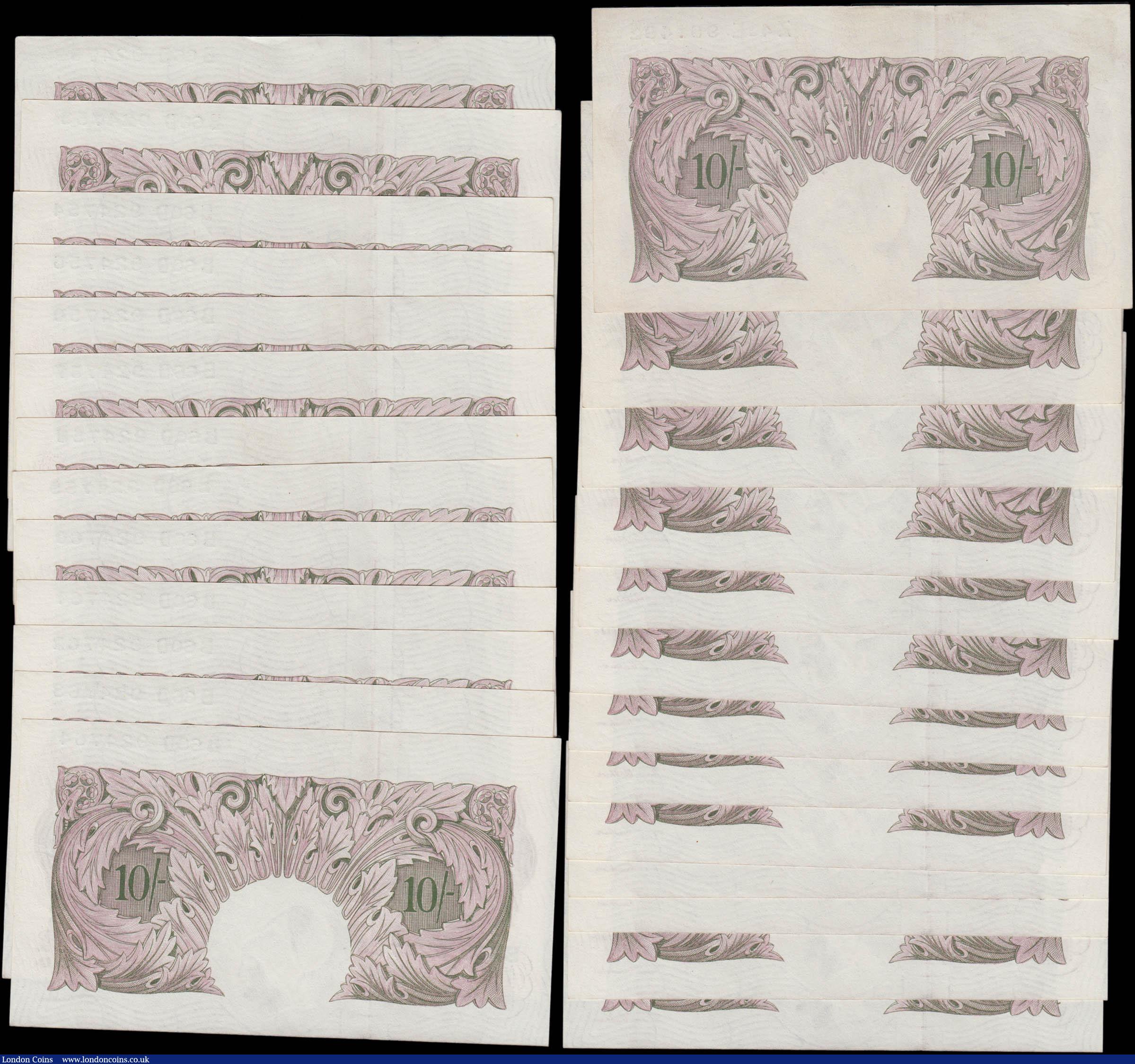 London Coins : A168 : Lot 46 : Ten Shillings Peppiatt Second Period World War II Emergency issue B251 Mauve Metal threaded Britanni...