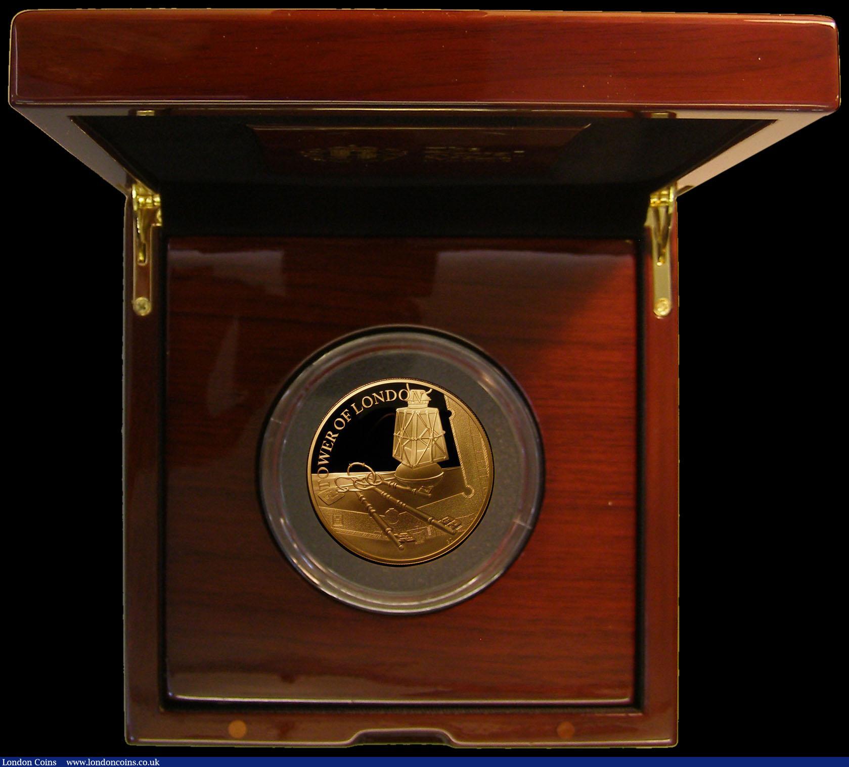 London Coins : A168 : Lot 577 : Ten Pounds 2019 The Tower of London - Ceremony of the Keys 5oz. Gold Proof FDC in the Royal Mint box...