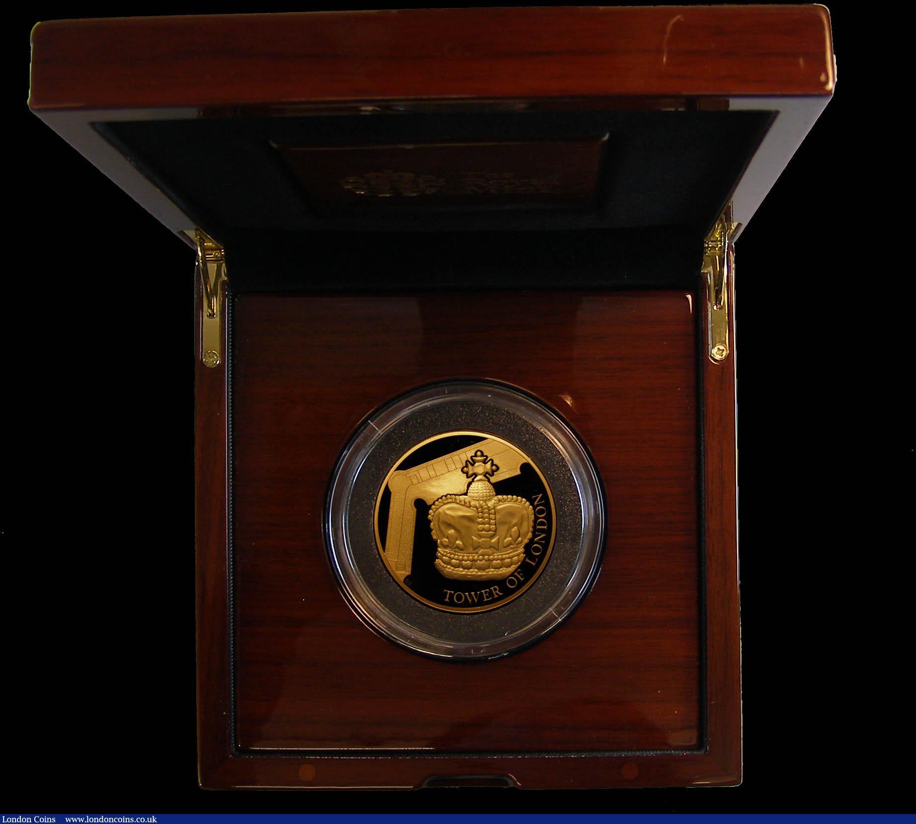 London Coins : A168 : Lot 579 : Ten Pounds 2019 The Tower of London - The Crown Jewels 5oz. Gold Proof FDC in the Royal Mint box of ...