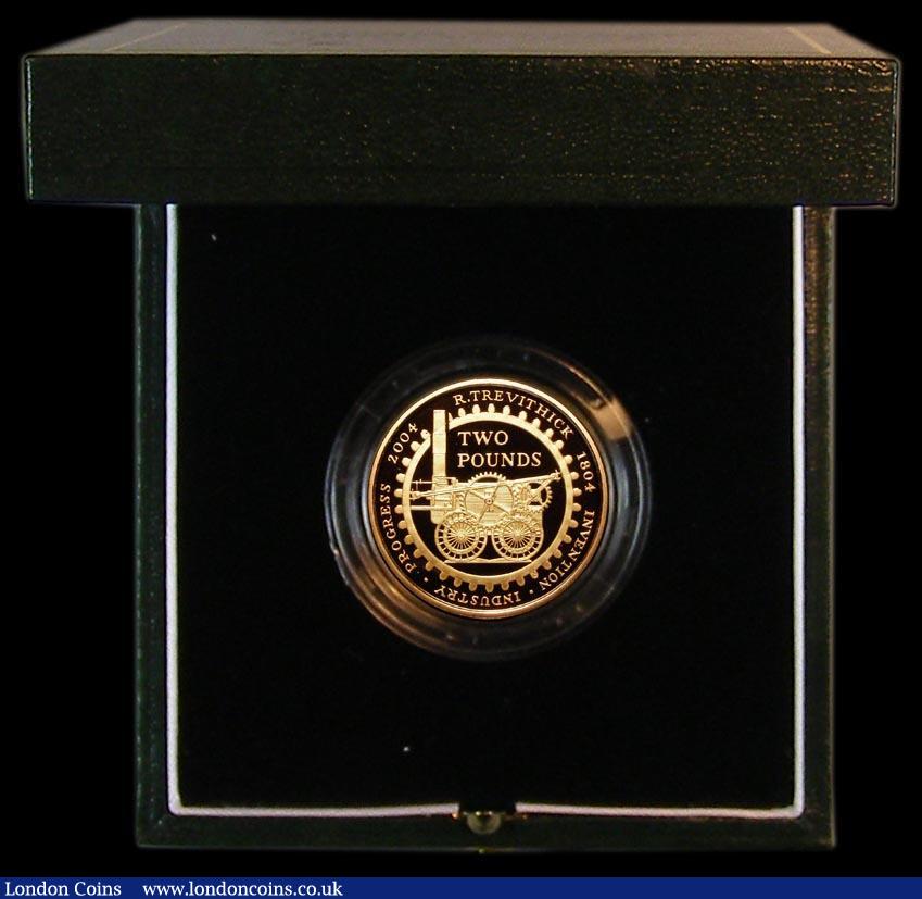 London Coins : A168 : Lot 608 : Two Pounds 2004 200th Anniversary of Trevithick's Locomotive Gold Proof S.K17 with some small n...