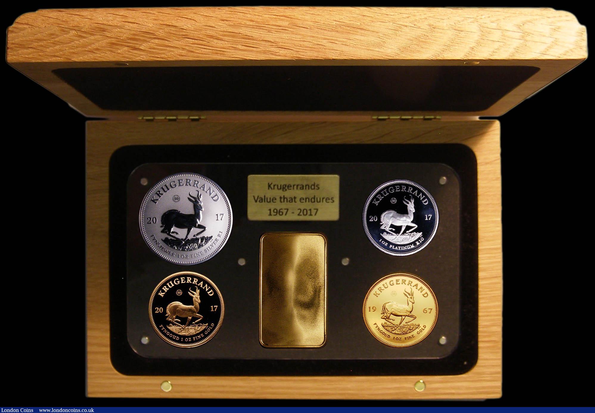 London Coins : A168 : Lot 707 : South Africa Krugerrands 1967-2017 a 4-coin set comprising Krugerrand 2017 10 Rand Platinum One Ounc...