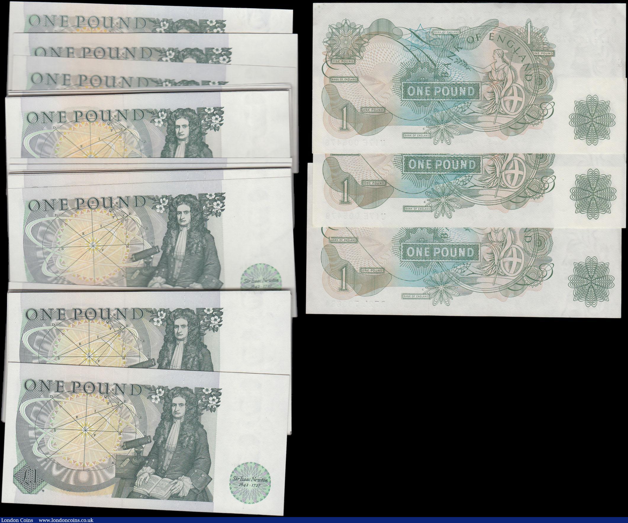 London Coins : A168 : Lot 75 : One Pounds Fforde QE2 portrait & Somerset QE2 pictorial issues (89) mostly about UNC - UNC compr...