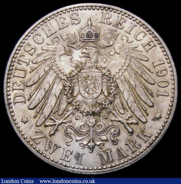 German States - Lubeck 2 Marks 1901A KM#210 A/UNC and lustrous, lightly toning, with some contact marks, a scarce one-year type : World Coins : Auction 168 : Lot 779