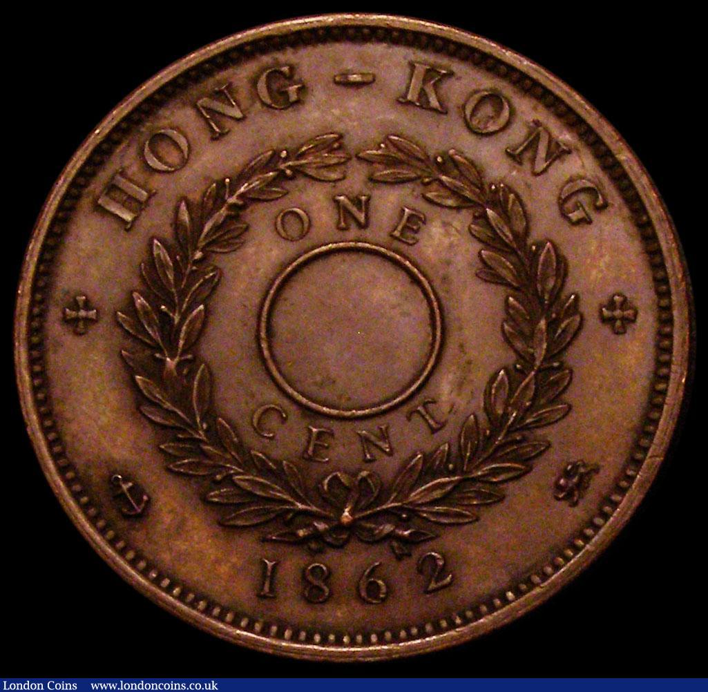 London Coins : A168 : Lot 796 : Hong Kong One Cent 1862 Copper Pattern, Type C,  KM#Pn25, Pridmore 280. Obverse : Small Gothic head ...