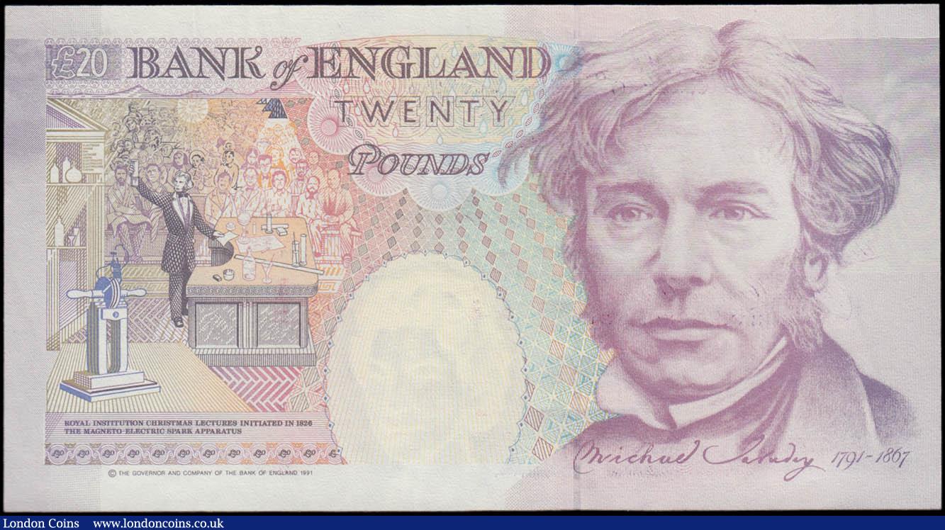 London Coins : A168 : Lot 80 : Twenty Pounds Kentfield QE2 and Michael Faraday ERROR B371 issue 1991 serial number E...