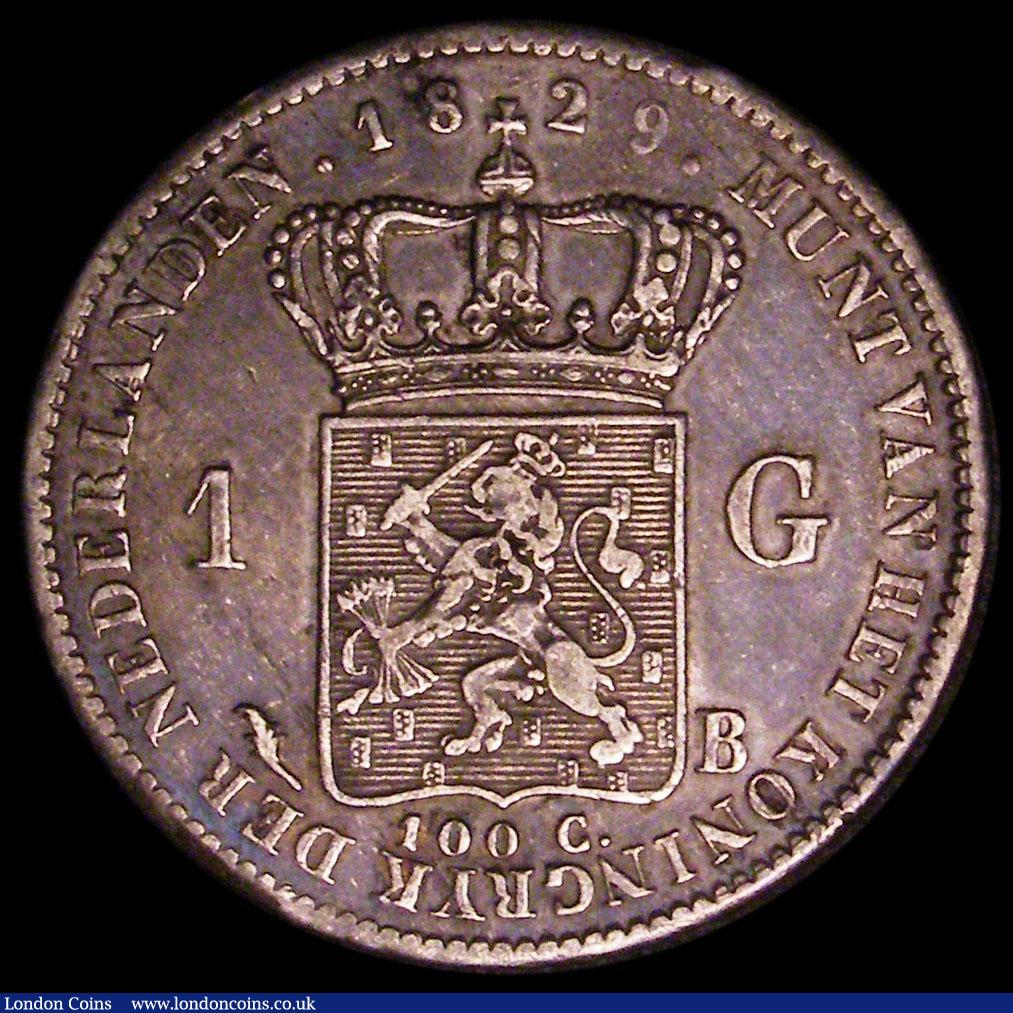 London Coins : A168 : Lot 831 : Netherlands Gulden 1829B KM#55 Privy mark palm branch, Brussels mint. All dates are rare in this ser...