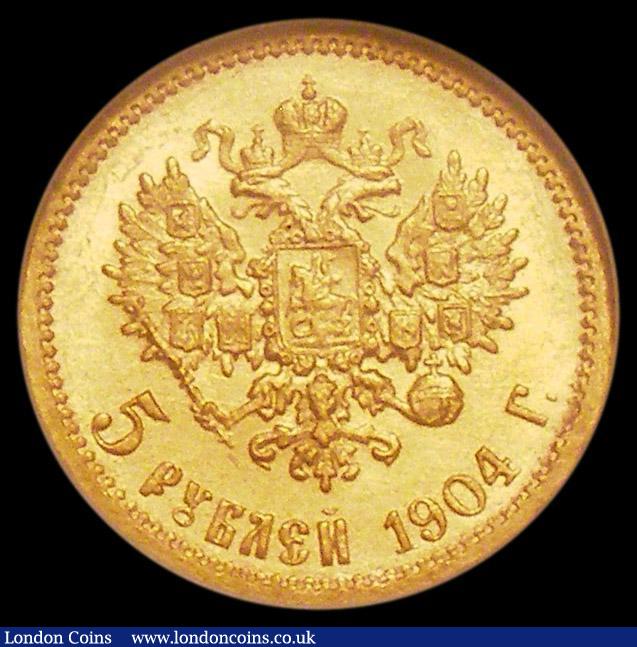 London Coins : A168 : Lot 837 : Russia 5 Roubles 1904 NGC MS64