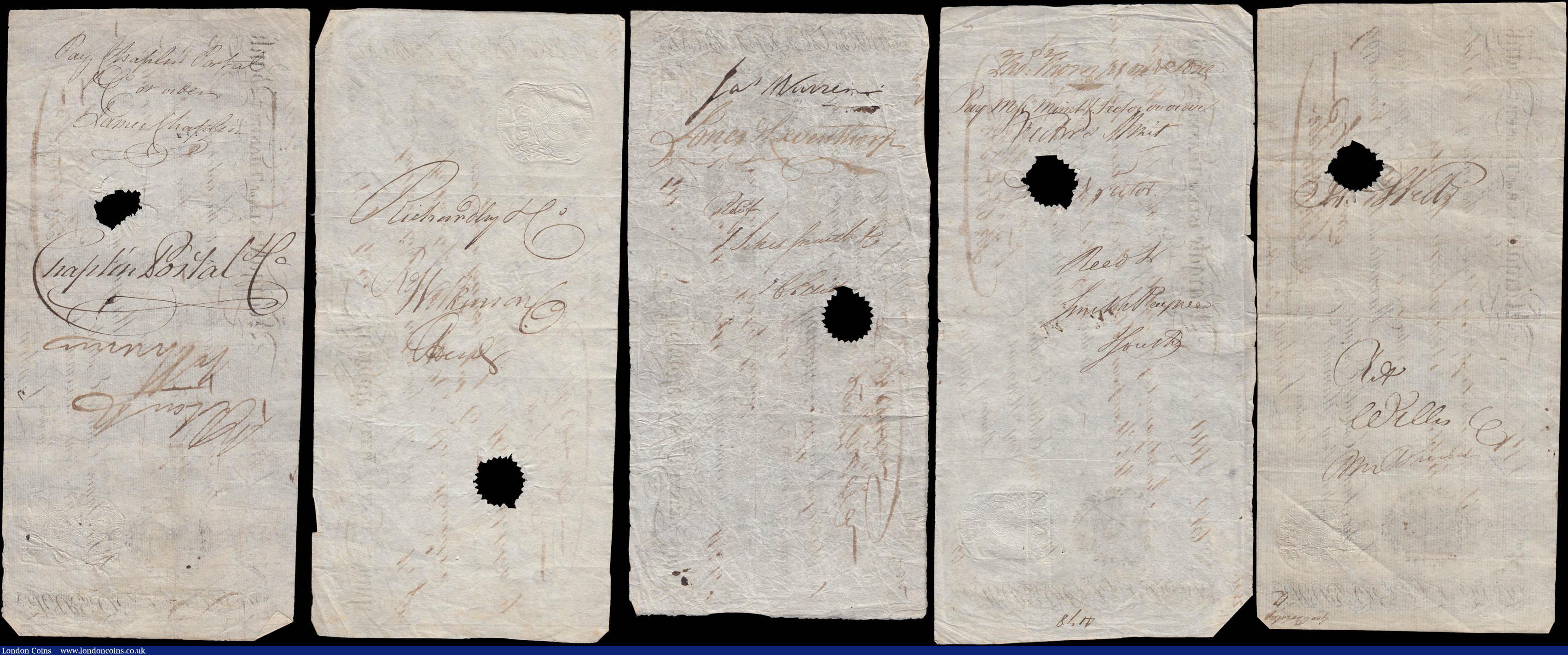 London Coins : A168 : Lot 93 : Margate Isle of Thanet 14, 21 days and 1 month sight notes of different values dated 1799 punch-hole...