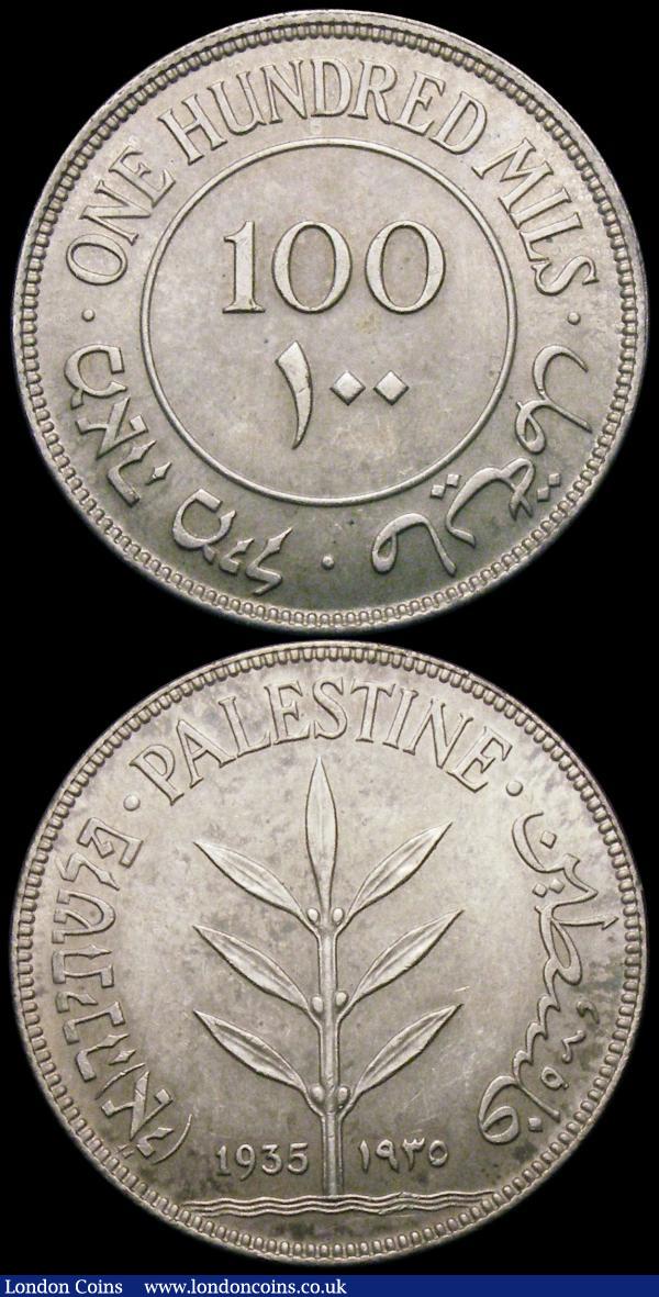Palestine 100 Mils (2) 1935 KM#7 UNC or near so, the obverse lightly toned, 1942 KM#7 UNC and lustrous, the reverse with a green spots visible on close examination : World Coins : Auction 169 : Lot 1043