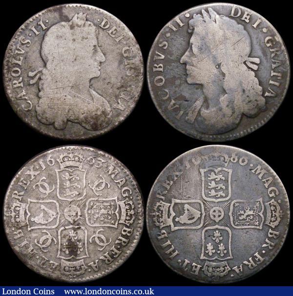 Shillings (4) 1663 First Bust variety NVG/VG, 1686 VG, 1702 VG/Near Fine, 1720 Plain in angles VG/Fine  : English Bulk Lots : Auction 169 : Lot 2101