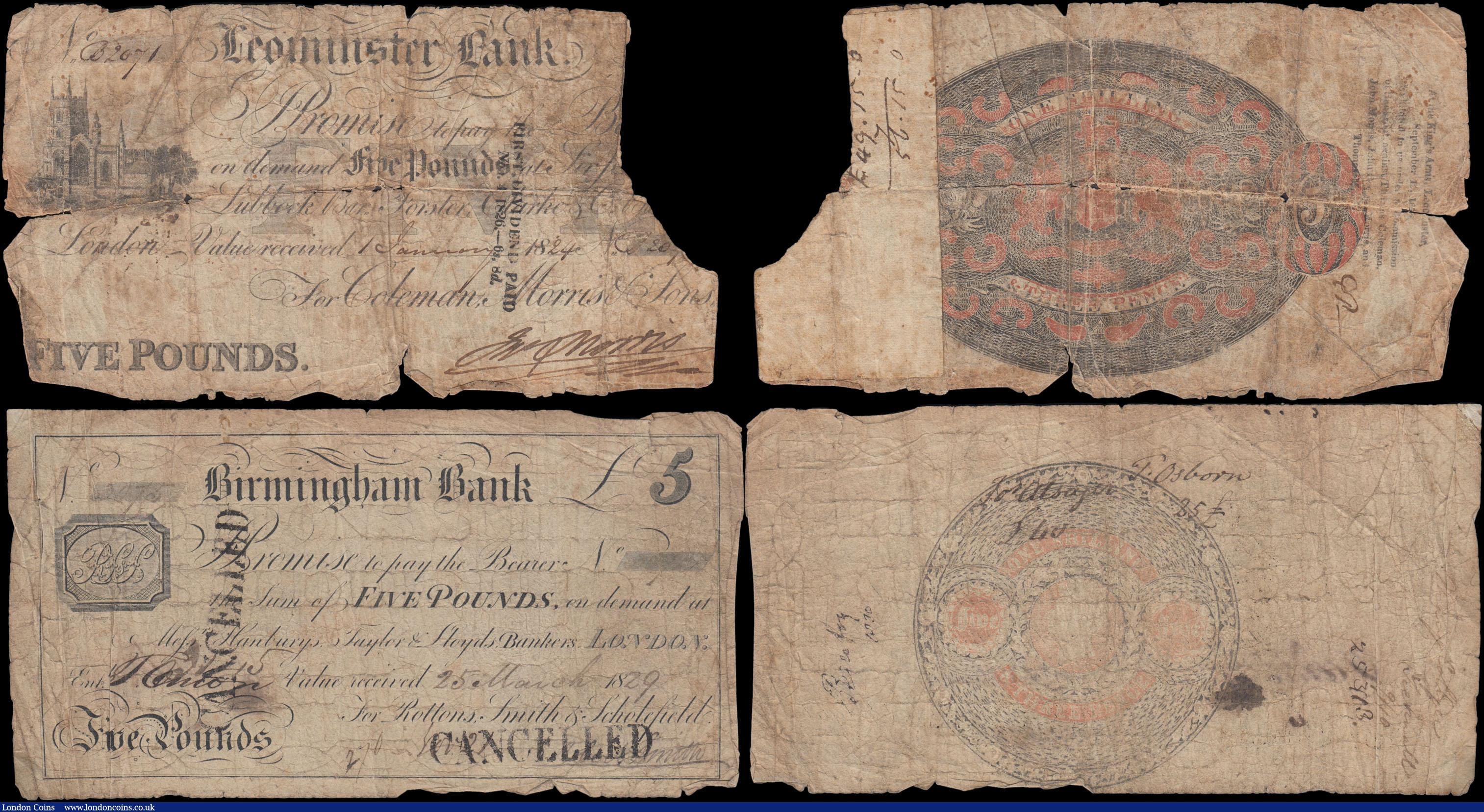 London Coins : A169 : Lot 102 : Provincial notes (4) in various grades VG - Fine and comprises some scarcer notes as the Birmingham ...