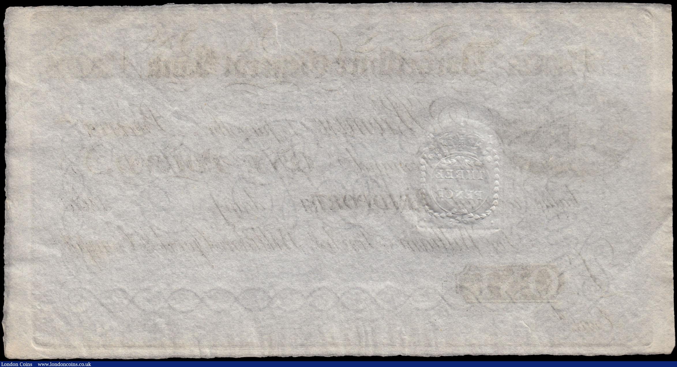 London Coins : A169 : Lot 103 : Dorsetshire General Bank, Bridport One Pound unissued remainder circa 1809-12 For William Fowler, Wi...